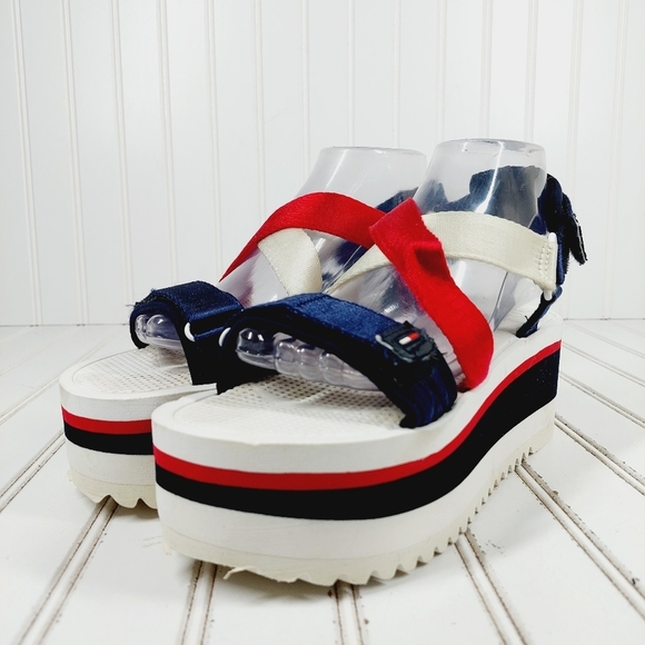Tommy Hilfiger Red, White, and Blue Platform Sandals - Picture 2 of 12